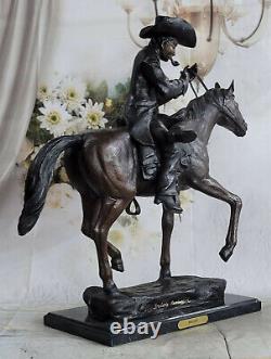 XL Cowboy Equitation Cheval Ancien Ouest Western Ferme Sculpture Statue Figurine