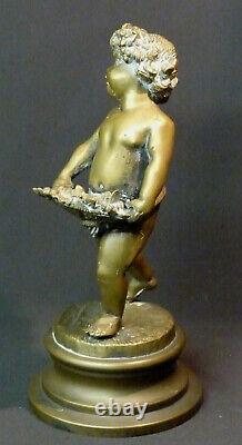 ZZ 19èm belle sculpture ancienne statuette Bacchus enfant bronze 2.4kg29c statue