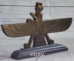 Zoroastrisme Faravahar Symbole Ancien Persan Sculpture En Bronze Statue Art Déco