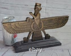 Zoroastrisme Faravahar Symbole Ancien Persan Sculpture En Bronze Statue Art Déco