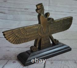 Zoroastrisme Faravahar Symbole Ancien Persan Sculpture En Bronze Statue Art Déco