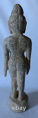 (i08) Ancienne Statue Femme Acupuncture Medecine Japonaise En Bois